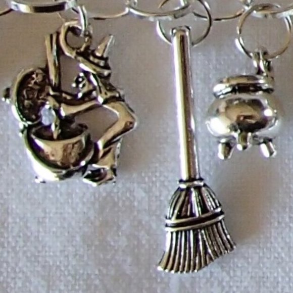 Halloween Theme 13 Charm Bracelet SP New Handcrafted + Organza Roses Gift Bag - Picture 7 of 14